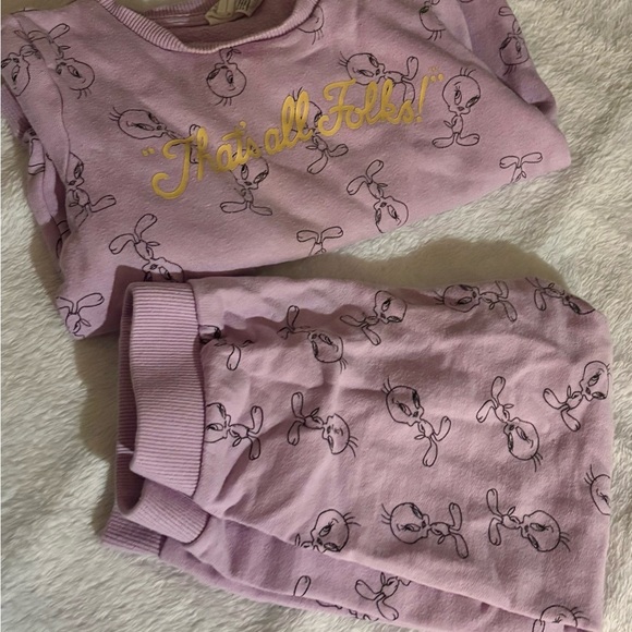 H&M Other - H&M Purple Kids Pajama Set with Cartoon Print